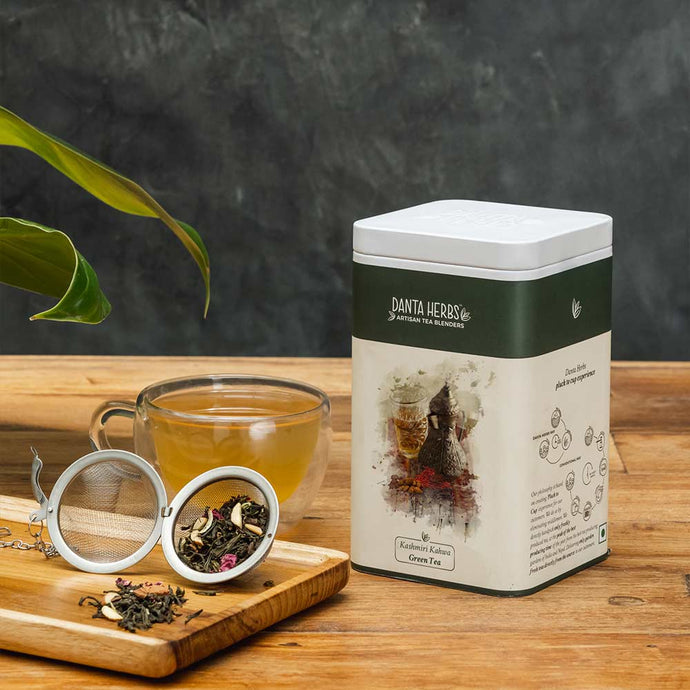 Kashmiri Kahwa Green Tea Online- Tin Caddy