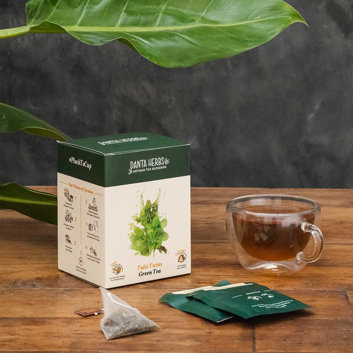 Tulsi Twins Green Tea - Pyramid Teabag